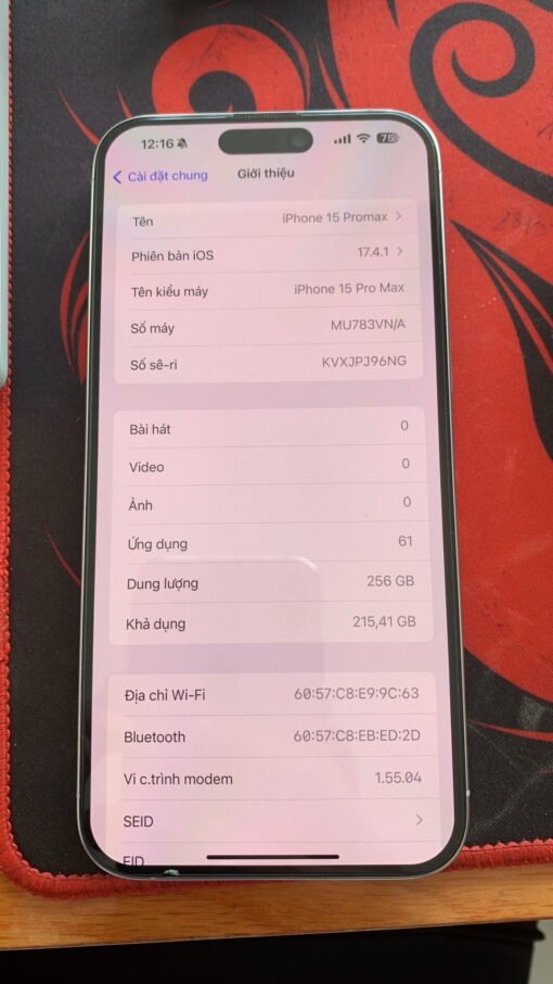 Thanh lý Iphone 15 PRM - 256GB mã VN